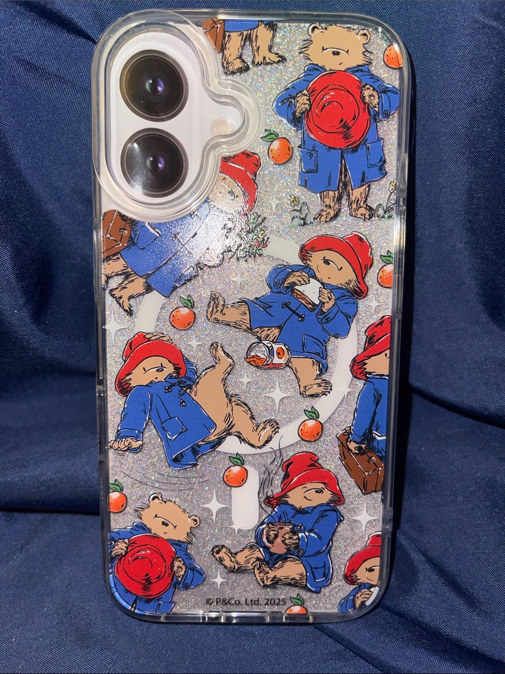 Paddington Bear Glitter Phone Case - Blue & Red Design